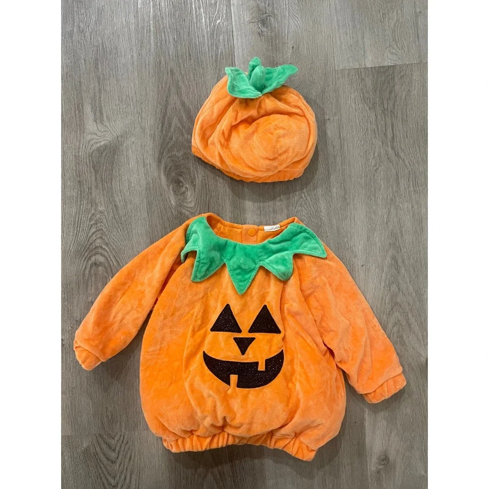 Hyde EEKI Boutique Baby Pumpkin Halloween Costume Set Hat Infant Plush 6-12M